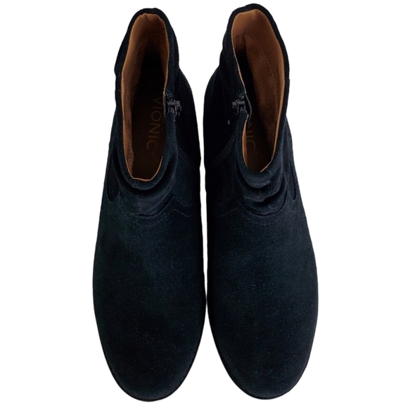 New Vionic kanela womens weather resistant suede block heel ankle bootie black - Picture 10 of 16